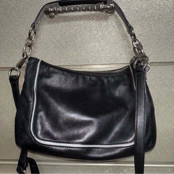 COACH F23084 Kristin Spectator Black and White Leather Crossbody - Picture 2 of 6